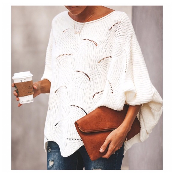 RHONDA- Dolman Scalloped Texture Sweater - Picture 7 of 9